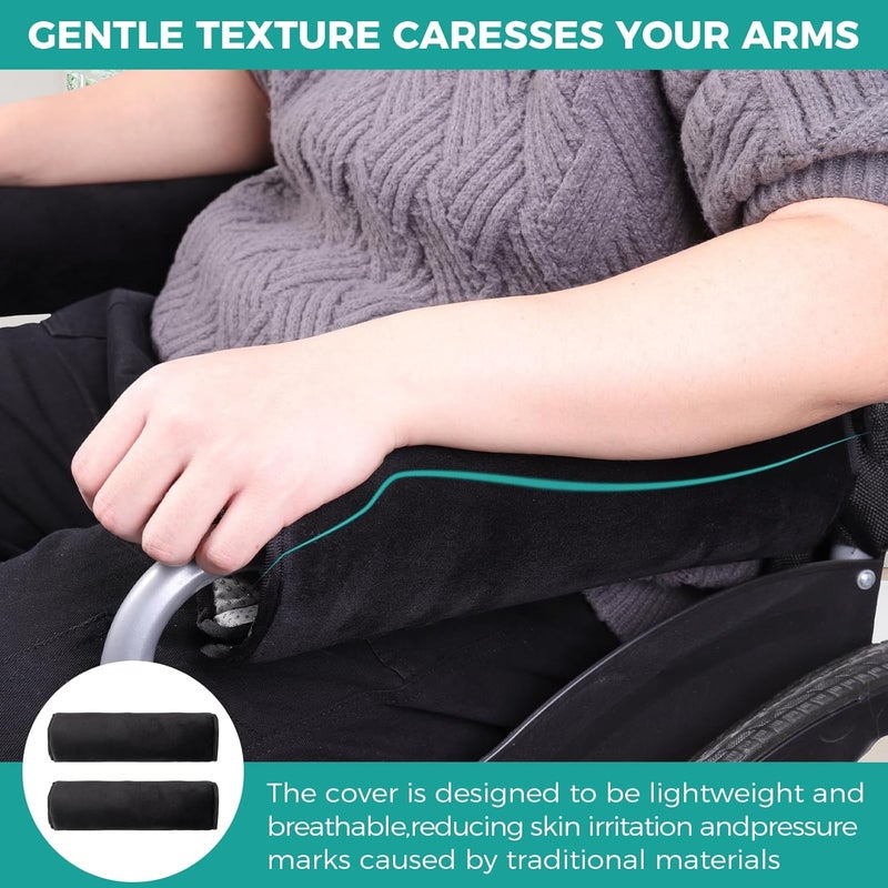 lefeke Wheelchair Armrest Cover (Pair) - Memory Foam Velvet Pad for Office & Transport Chair - Soft Support Cushion Accessories for Padded Arm Rest, Kids, Adults - Comfort Padding Pressure Relief - Image 2